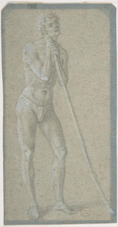 attributed to Domenico Veneziano--Standing Youth Leaning on a Long Staff
