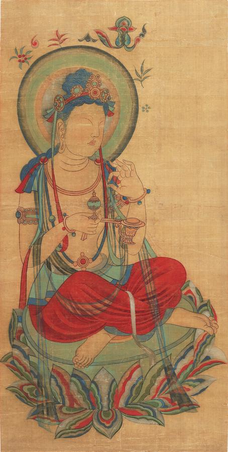 张大千临摹敦煌壁画初唐供养菩萨像