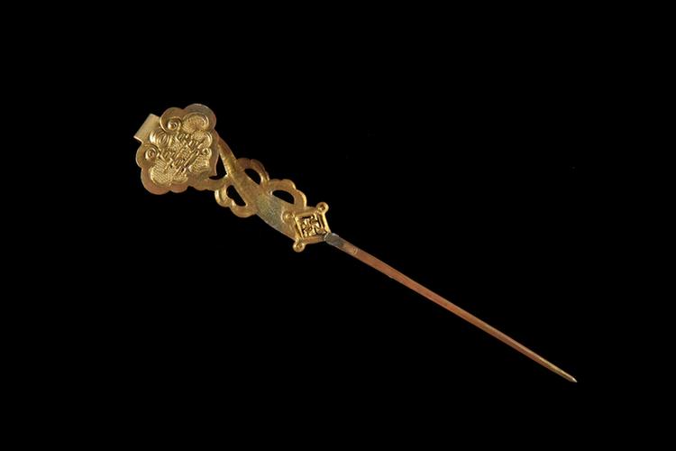 铜镀金如意纹簪
