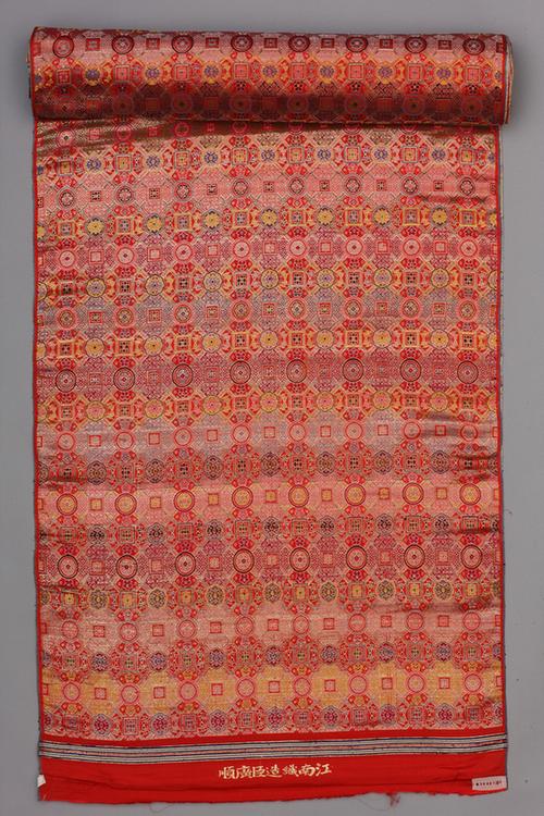 大红色地天华织金绵