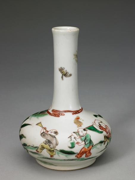 五彩婴戏图直口瓶