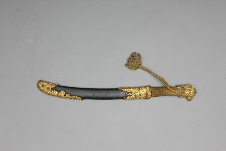 木嵌铜饰件柄鲨鱼皮鞘撩刃刀