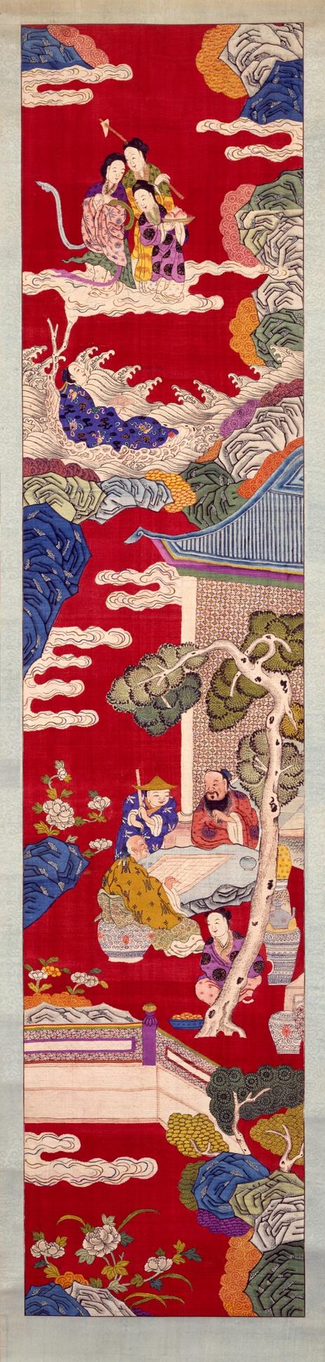 缂丝群仙庆寿图轴