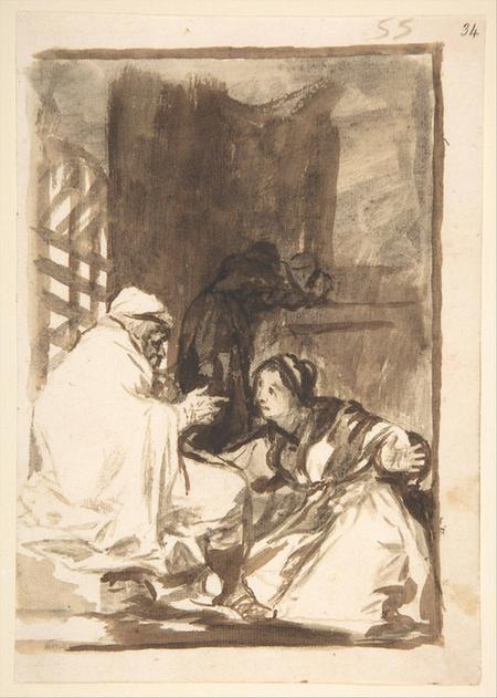 Goya--A Woman Kneeling before an Old Man, Images