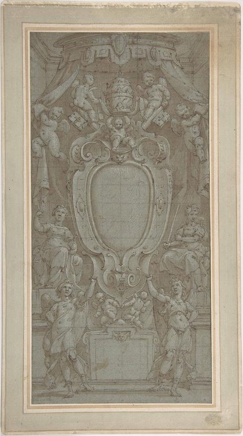 Bernardo Castello--Modello for Ceiling Fresco with Papal Coat of Arms