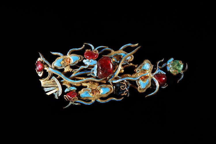 银镀金嵌宝石钿花