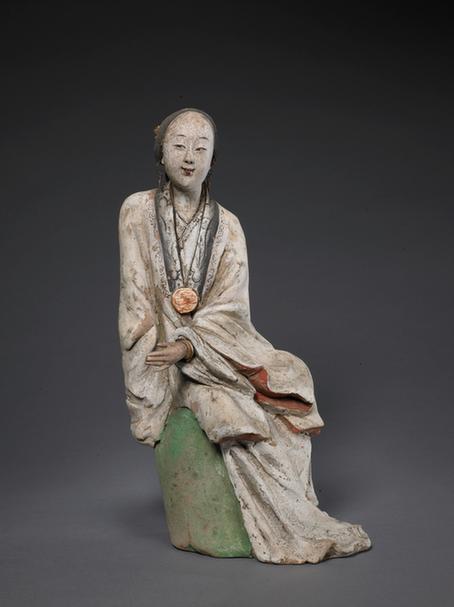 泥人张塑彩绘侍女坐像