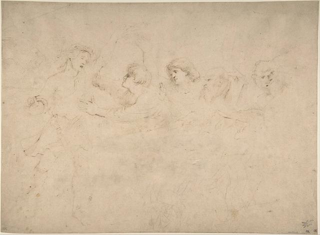 Peter Paul Rubens--Alcibiades Interrupting the Symposium; verso Sketches