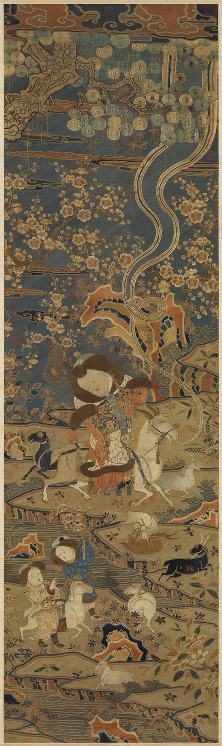 宋缂绣开泰图轴