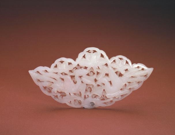 白玉透雕双凤牡丹纹嵌件