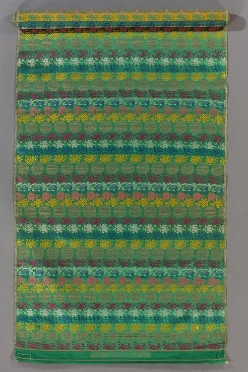 绿色地八吉祥福寿纹织金锦