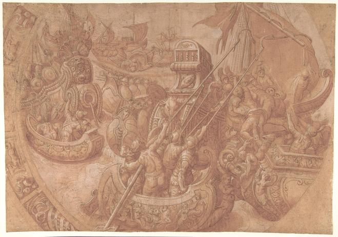 Workshop of Taddeo Zuccaro--The Sea Battle in the Gulf of Morbihan