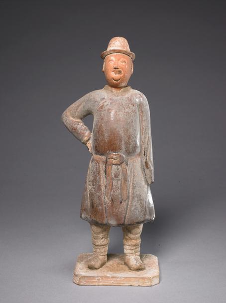 陶紫绿釉轿夫俑