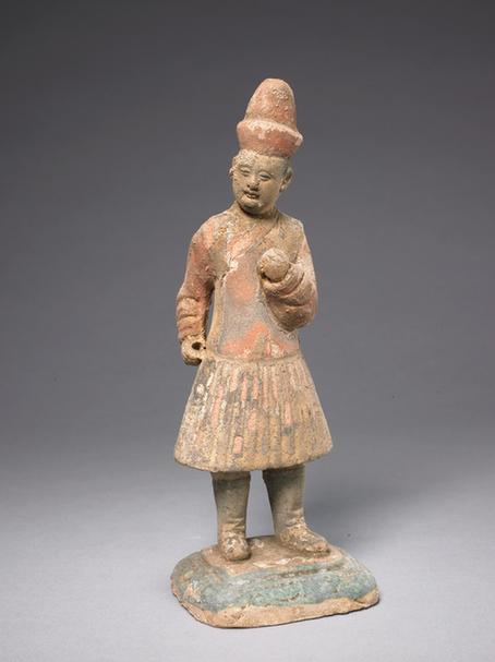 陶孔雀绿加紫釉轿夫俑