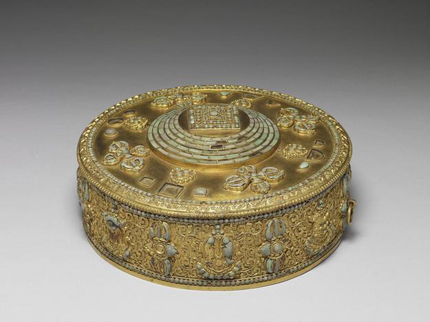 银镀金镶松石满达