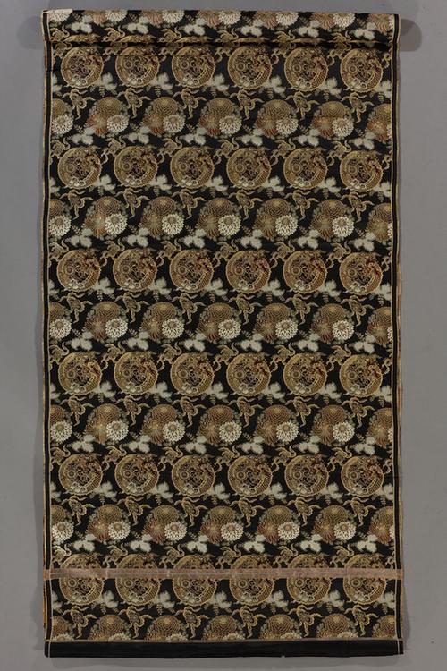 青色地团龙菊花纹织金锦