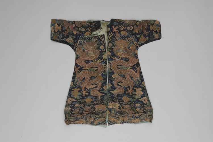 石青色云龙纹妆花缎夹龙褂