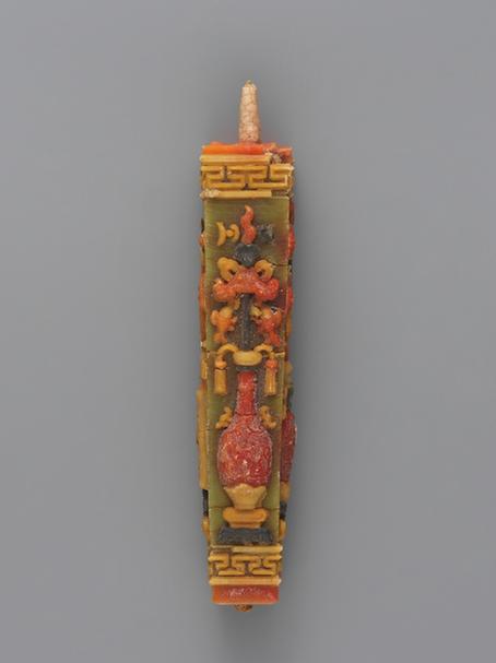 五彩博古图方蜡