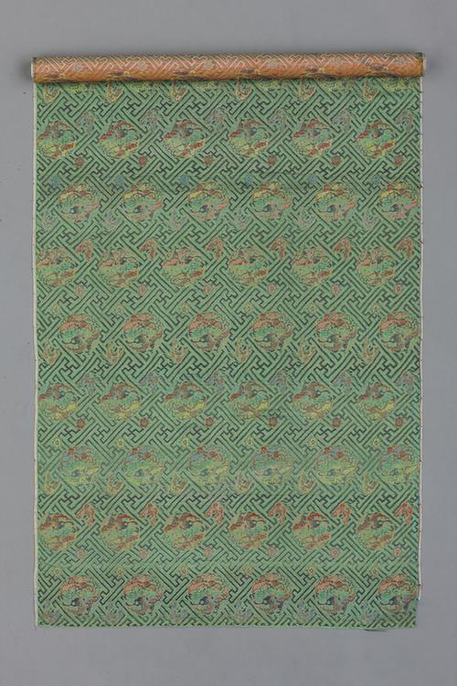 绿色地喜相逢纹织金锦