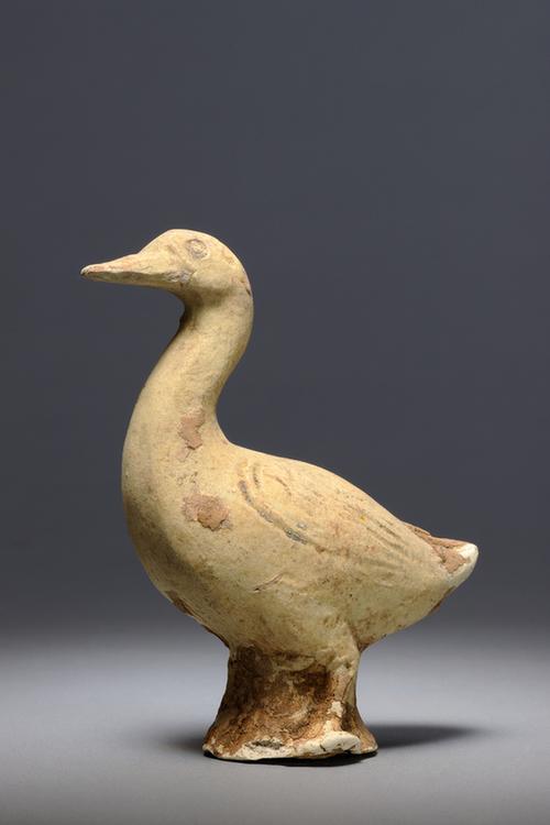 陶黄釉鸭