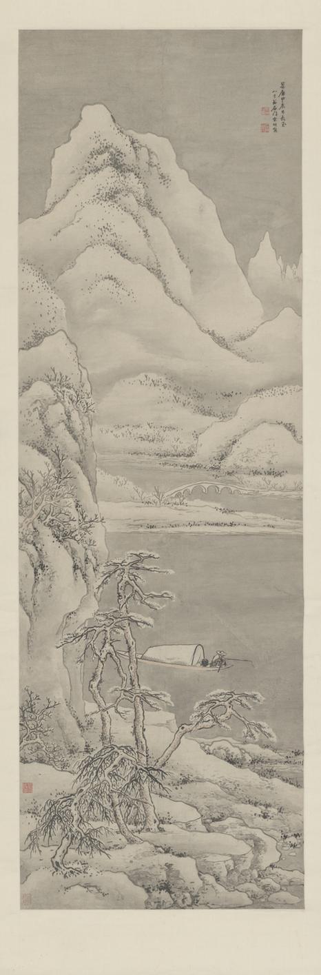 宋旭雪江独钓图轴