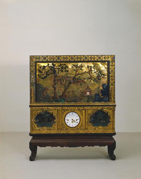 紫檀框玻璃插屏座钟