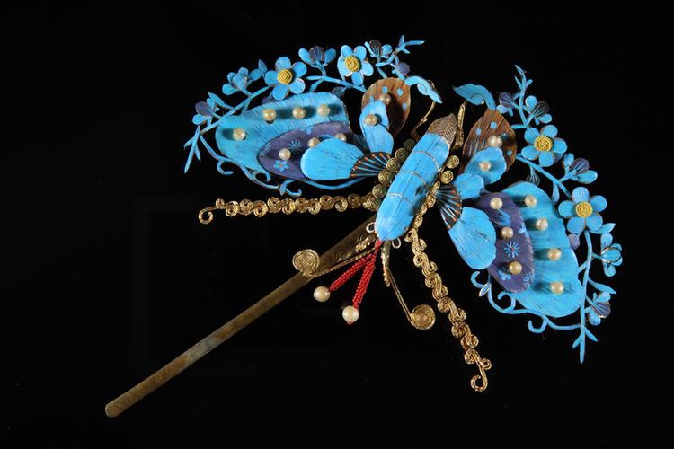 点翠双蝶纹头花
