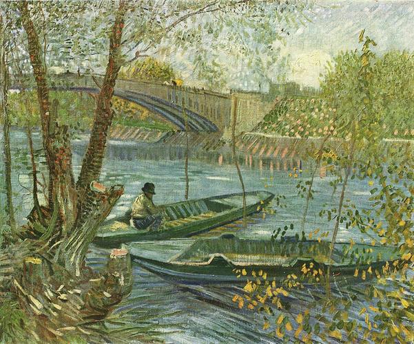 Fisherman and boats from the Pont de Clichy