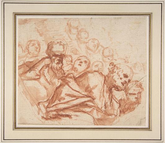 Mattia Preti--A Group of Saints and Angels (recto); Studies
