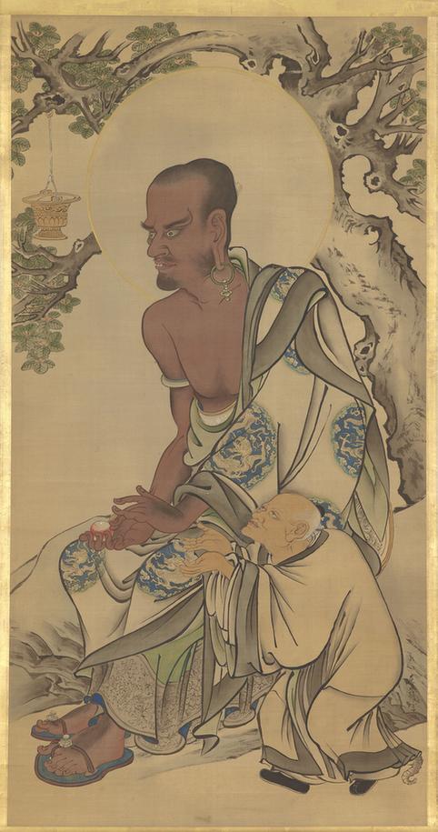 江户时期 第十五罗汉图立轴