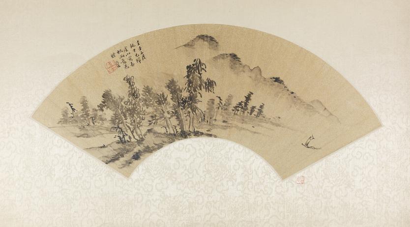 春帆雨意图扇面