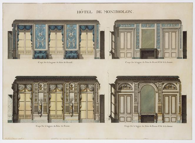 Jean Jacques Lequeu--Longitudinal and Cross Sections of the Salons