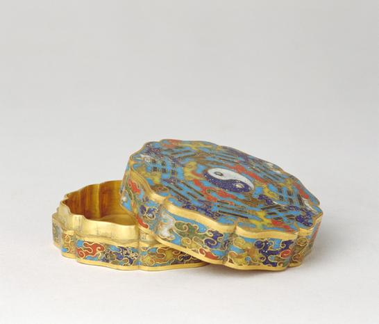 掐丝珐琅八卦纹葵瓣式盒