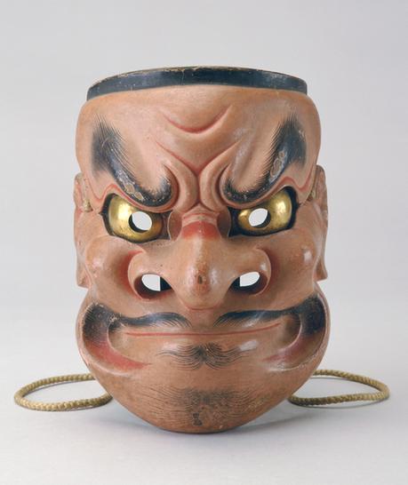 红色铜目武士面具