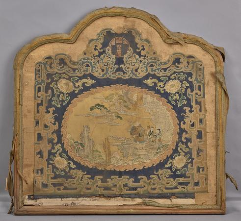 绣线寿星图靠背