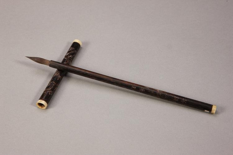 各式御制花卉诗管紫毫笔-棕竹管蜡梅花诗笔