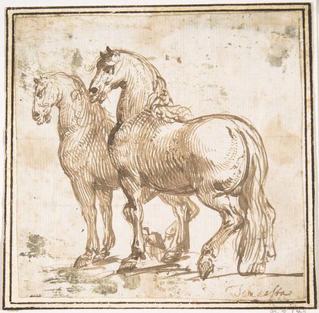 attributed to Francesco Allegrini--Two Horses