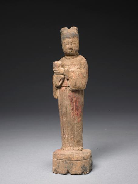 木雕彩绘文吏像