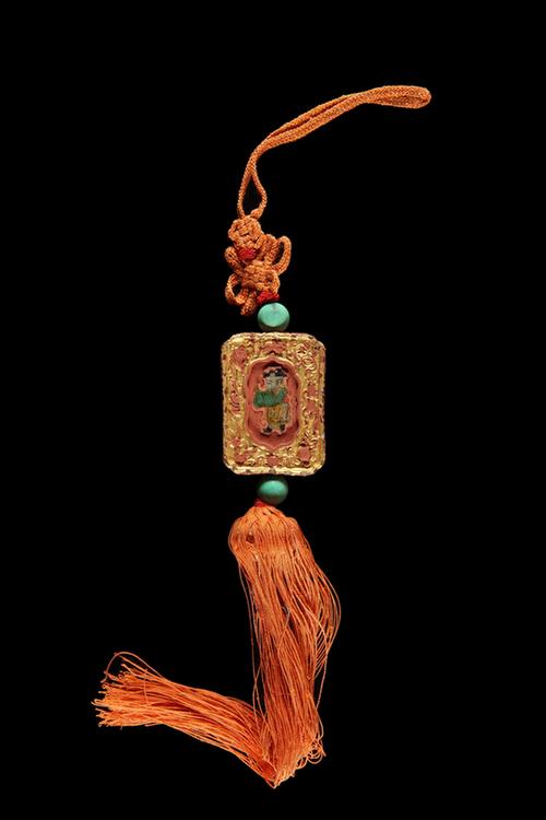 嵌螺钿长方形紫金锭佩