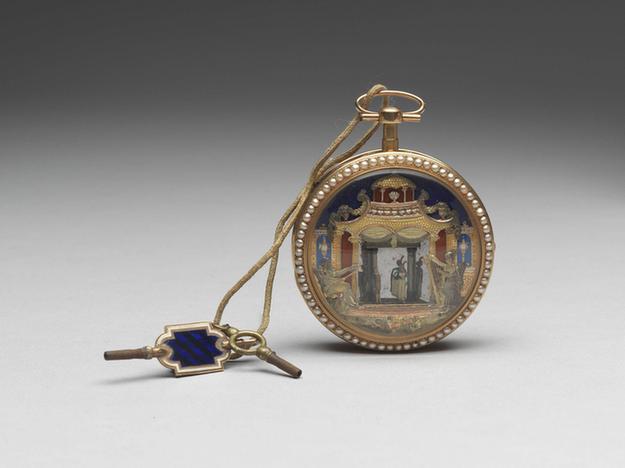 十八世纪晚期至十九世纪早期 镶珠西洋剧场人物怀表