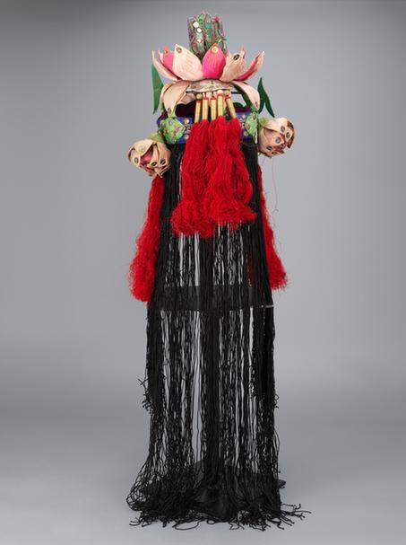 粉红色素绫串玻璃珠钉广片莲花冠