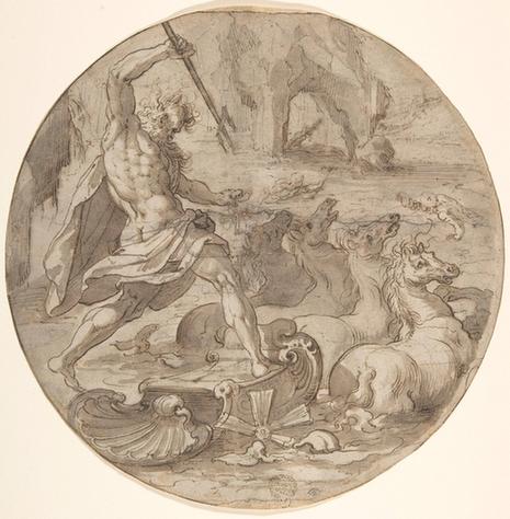 Attributed to Pieter de Jode I--Neptune in his Chariot