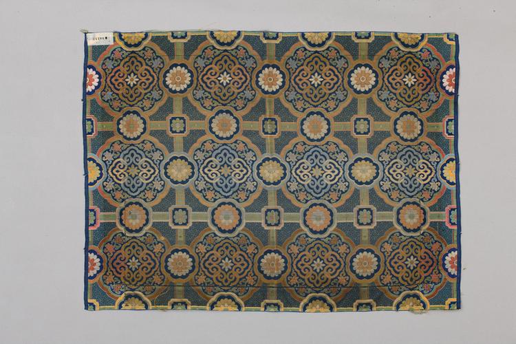 蓝色地万寿如意纹天华锦