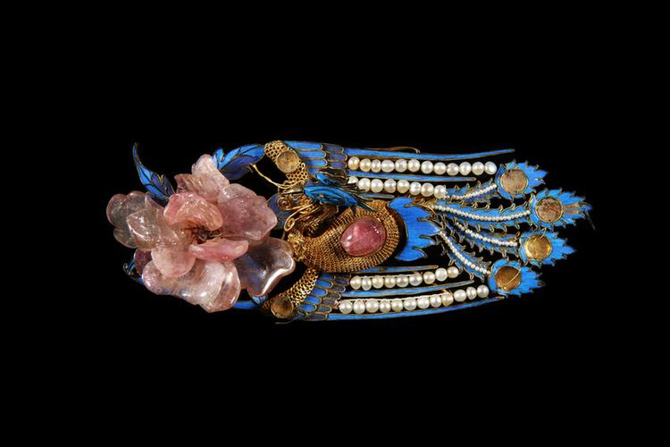 银镀金点翠嵌珠石凤