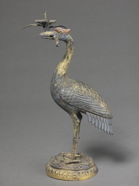 银镀金鹤式蜡扦