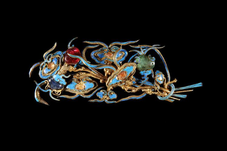 银镀金嵌宝石钿花