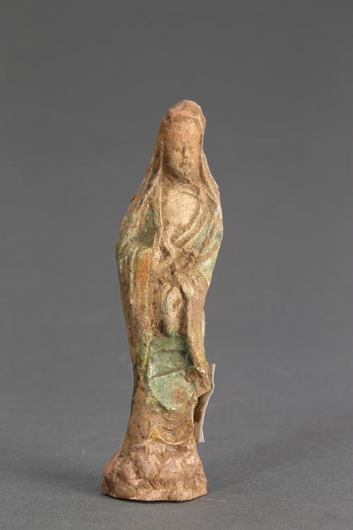 黄绿釉瓷菩萨立像