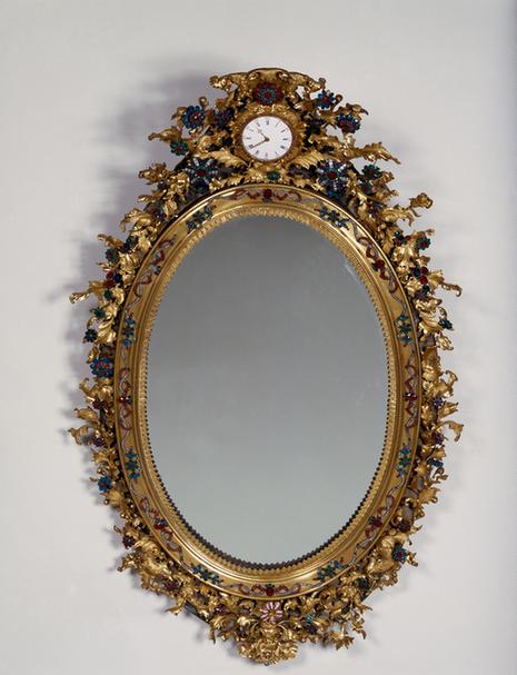 铜镀金嵌料石花镜表