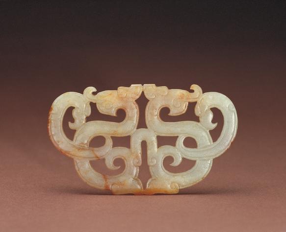 白玉镂雕夔凤佩