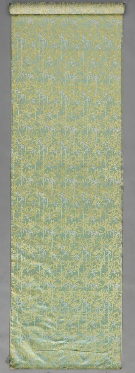 湖色萱草花纹花缎